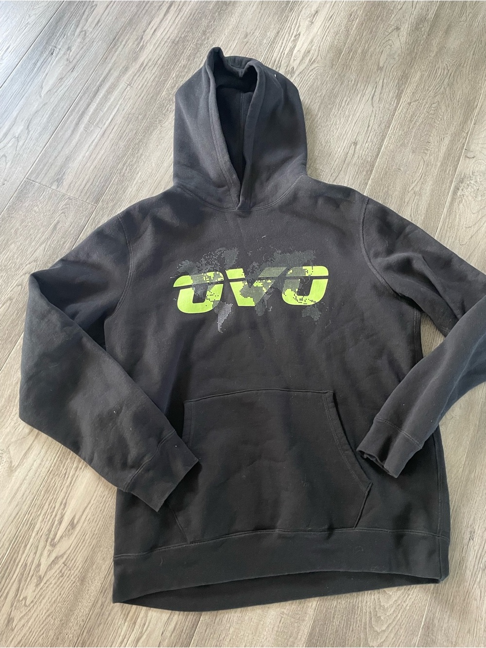 OVO Black Pullover Hoodie with Neon Yellow-Green Logo
